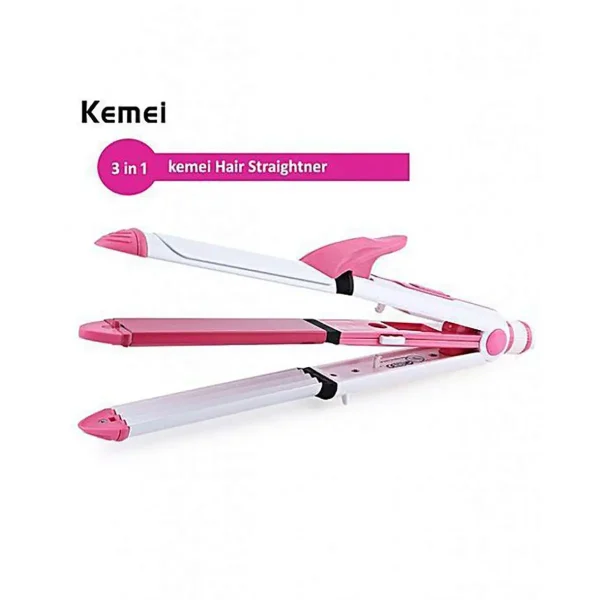Kemei KM-1291 Ceramic Professional 3-in-1 Electric Hair Straightener