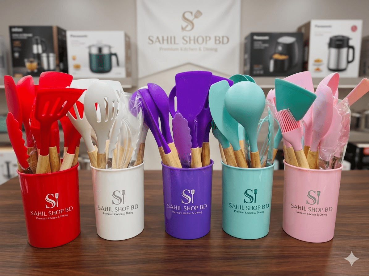 1000130131 12 Pcs Wooden & Silicone Kitchen Utensil Set - Image 1