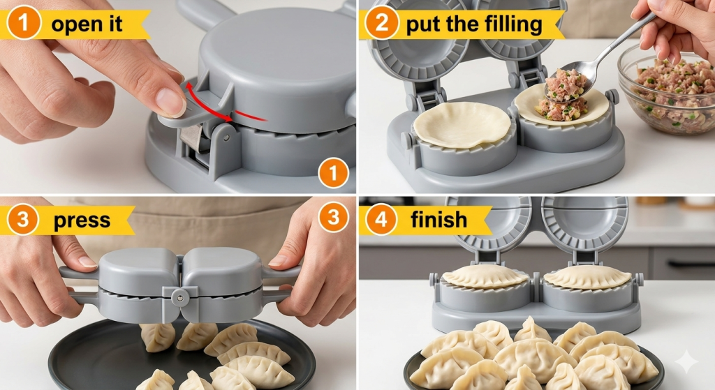 Household Double Head Automatic Dumpling Maker Mold