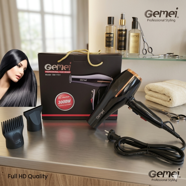 Gemei Gm-1780 Professional Hair Dryer for women 3000watt Black