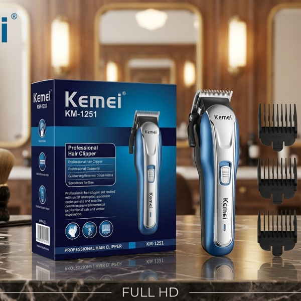Kemei KM-1251 Rechargeable 3-in-1 Hair & Beard Trimmer