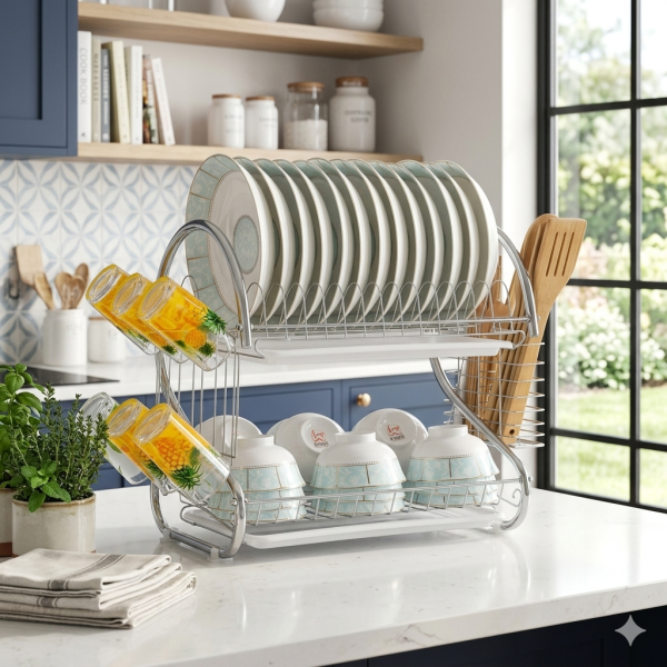 2 Layer Dish Drainer Rack