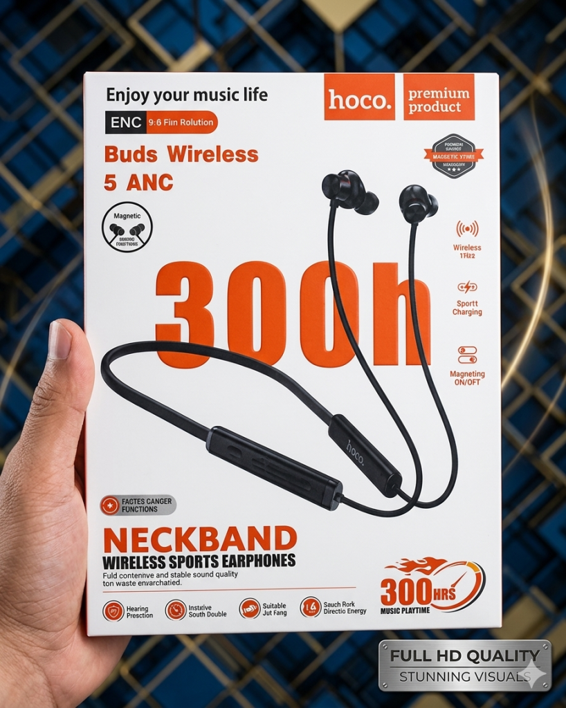 HOCO Neckband Wireless 300 hours Earphones