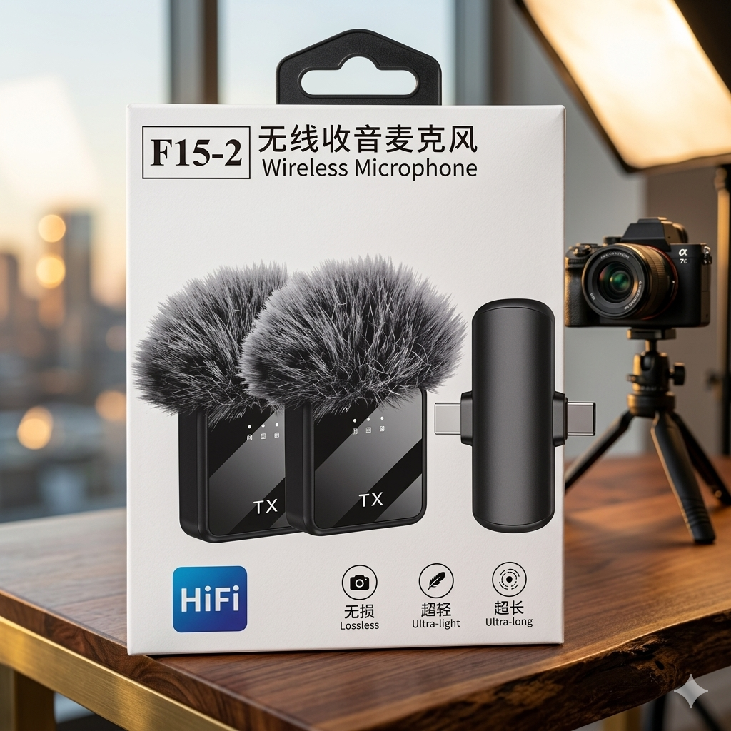 F15-2 Wireless Microphone 2 in 1 Collar Android and Iphone