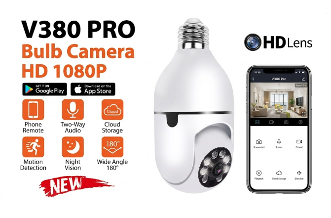 V380 3MP E27 Bulb WIFI Cc Camera