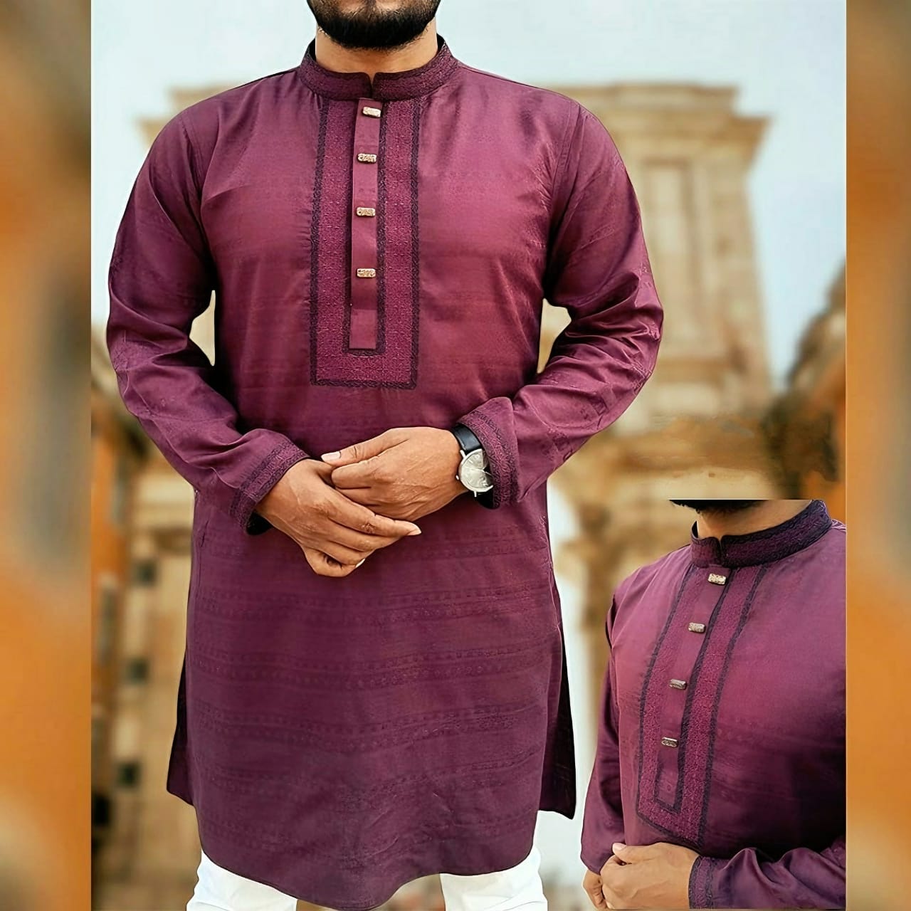 Soft Cotton Embroidery Panjabi(1) Soft Cotton Embroidery Panjabi - Image 1