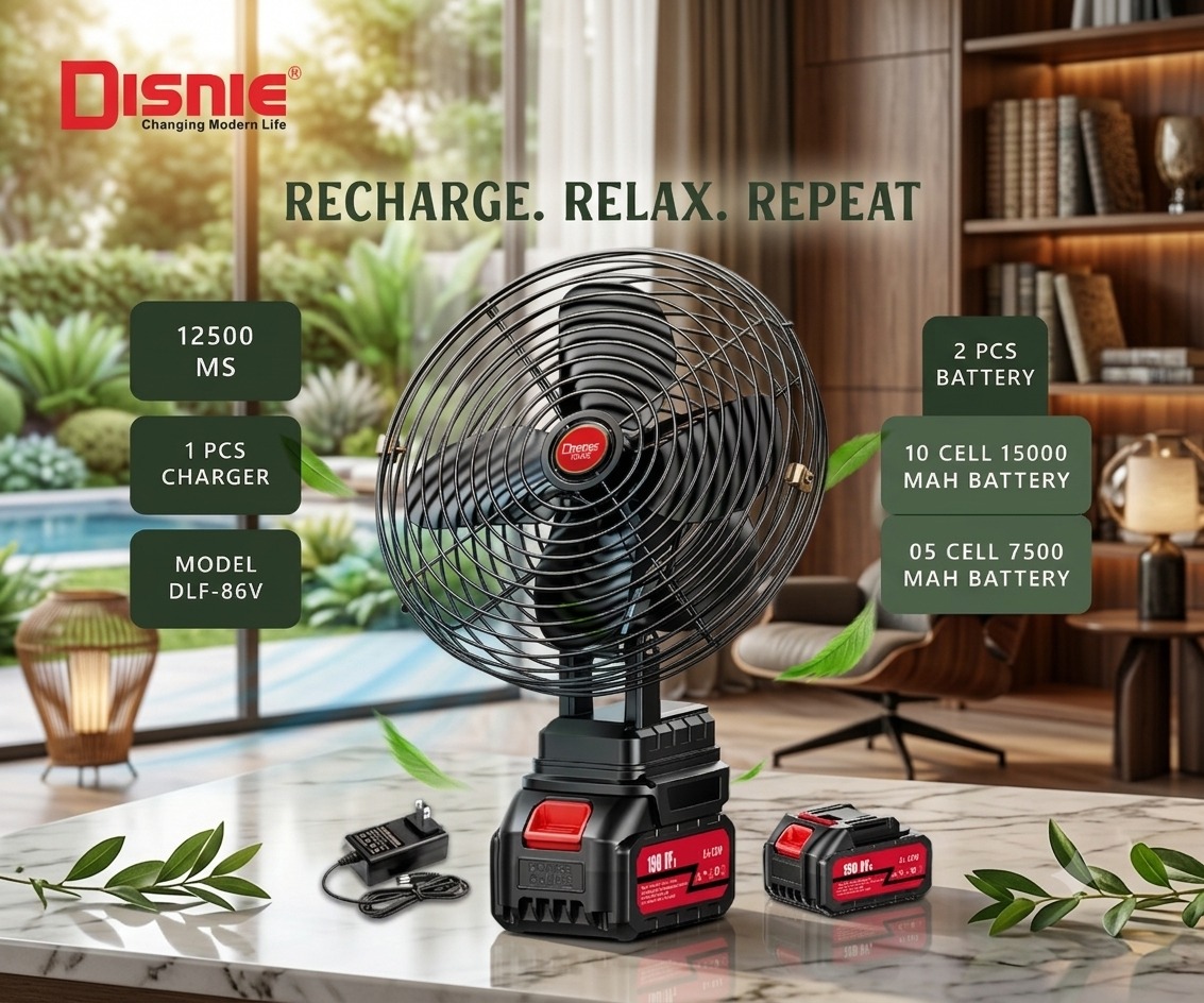 WhatsApp IDisnie Turbo Rechargeable Fan With a High-speed lithium Batterymage 2026-06-08 at 3.26.50 AM Disnie Turbo Rechargeable Fan With a High-speed lithium Battery ( Single Buttery ) - Image 1