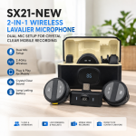SX21-New 2-in-1 Wireless Lavalier Microphone