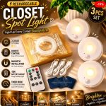 3Pcs Rechargeable Closet Sensor cabinet Light
